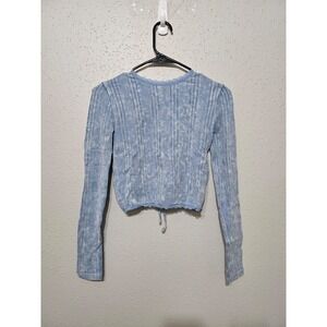 Forever 21 Women's Knit Dusty Blue Long Sleeve Crop-top Size S